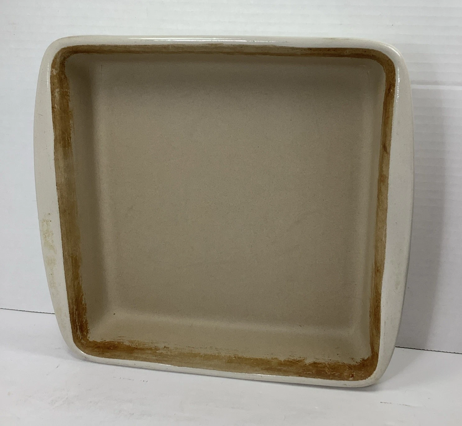 Pampered Chef 9X9 Stone Square Baker French Vanilla 1315 White