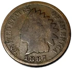 1887 Indian Head Cent Penny - Good Condition One Cent 1c US Coin - 0545