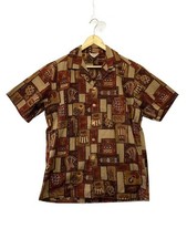 Kamehameha Shirt 50s-60s MADE IN HAWAII Open Collar Pineapple Thick Drum M Used
