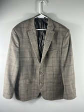 Ralph Lauren Men s 2-button Blazer Size 48L Plaid Houndstooth Brown 70 Wool