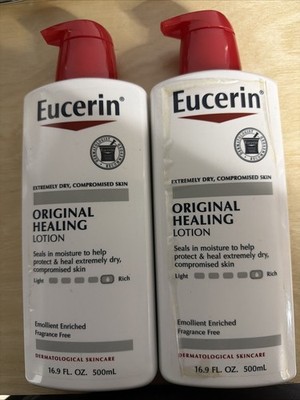 Eucerin Original Healing Rich Body Lotion Pump Bottle 16.9 Fl Oz Pack of 2 New