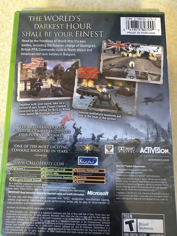 Call of Duty Finest Hour (Xbox, 2004) - Image 3 of 4