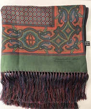 VTG Turnbull & Asser 30oz Real Ancient Madder Silk Fringed Evening Dress Scarf
