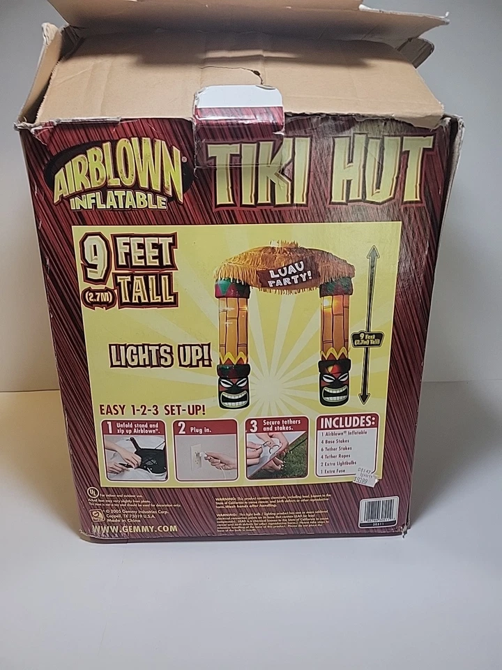 RARE 9 Feet Tall GEMMY Airblown Inflatable TIKI HUT Gazebo Luau Party NIB - Image 2 of 3