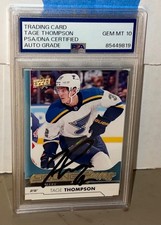 Tage Thompson Signed Card #228 17-18 Upper Deck Young Guns RC Sabres PSA 10 Auto