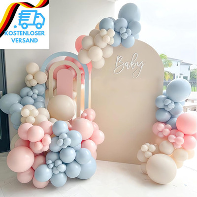 Pink Blue Balloons Arch Kit,128Pcs Pink and Blue Balloons Garland Kit with Gende