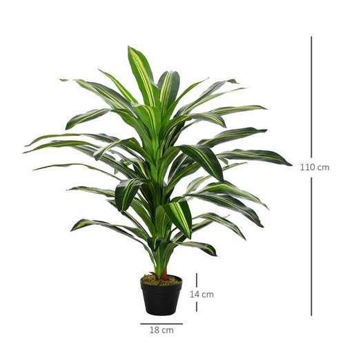 Outsunny Palma Artificiale In Plastica Con Vaso - 60 Cm Altezza - Pianta Finta Tropicale Per Interni/Esterni