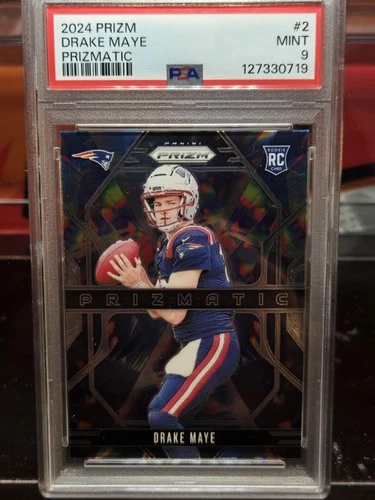 2024 Panini Prizm - Prizmatic Drake Maye #2 Rookie (RC) PSA 9 Graded MVP NFL QB