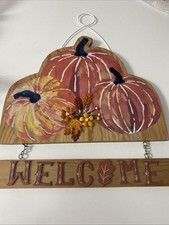 Fall Pumpkin Welcome Sign Wood 15  Wooden Signs Rustic Fall Decorations