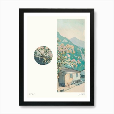 Kobe Japan 2 ausgeschnittene Reiseposter gerahmt Wandbild Poster Leinwanddruck Bild