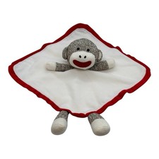 Baby Starters Sock Monkey Lovey Plush Security Blanket White Red Snuggle Buddy
