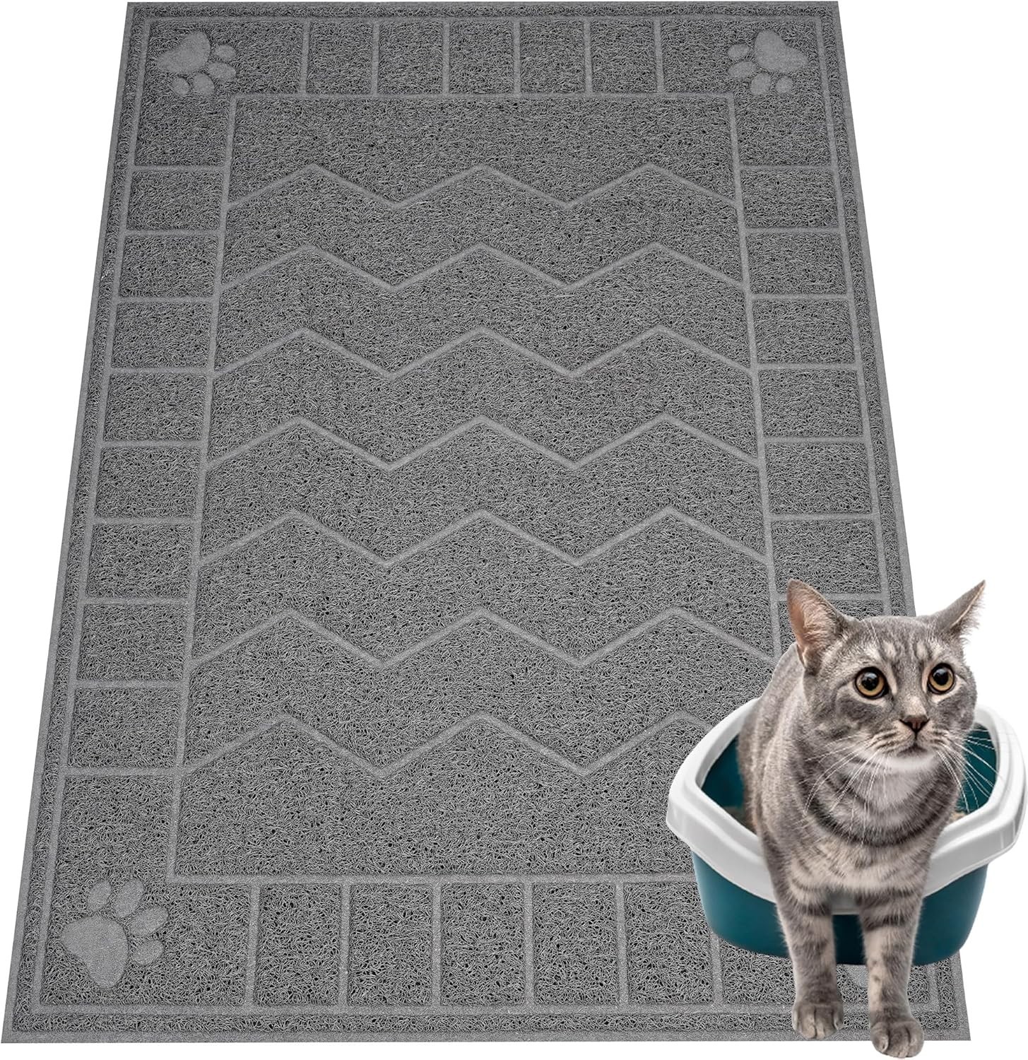 Mat, 35" X 24" Large Kitty Litter Trapping Mat Keep Floor Clean