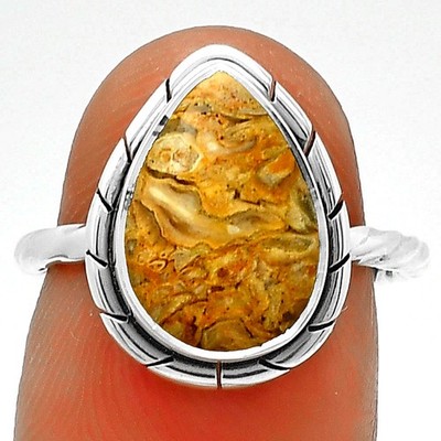 Natural Rock Calcy 925 Sterling Silver Ring s.6 Jewelry R-1011