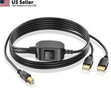 Herfair Printer Cable Splitter for Two Computers USB Splitter 1 in 2 Out USB-B S