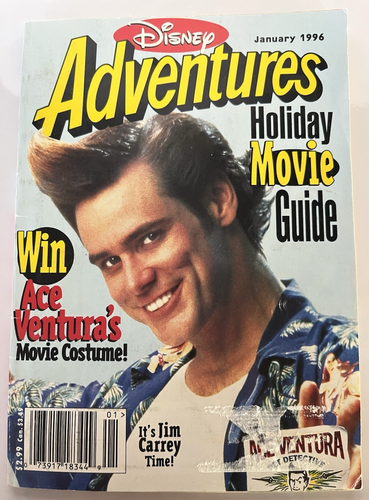 DISNEY ADVENTURES Magazine Vintage January 1996 Ace Ventura Movie Jim Carrey - 第 1/3 張圖片