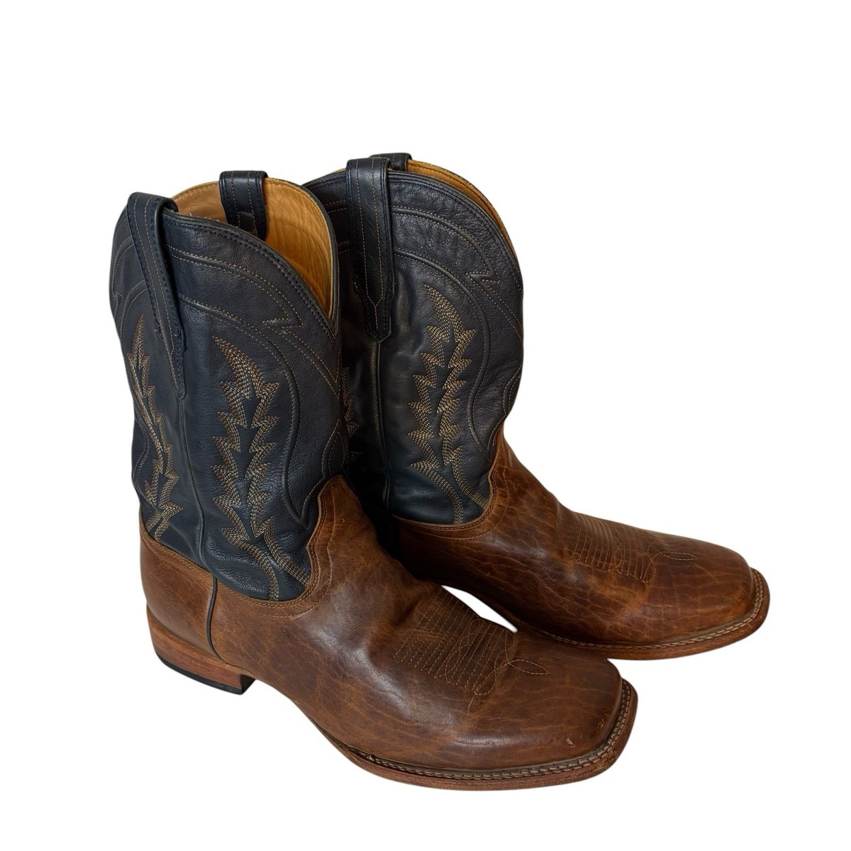 Tecovas “The Doc” Tan Bison Cowboy pull on Boot Western Two Tone Navy Men’s 15EE The Earl Men main image 3