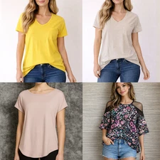 NEW - Lot of 4 - Express Attention Women's Large Basic T-Shirt Top Tee Pink