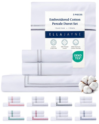 California King Duvet Cover (3 Pcs), 100% Cotton Percale, King/Cali King, Bre... - Picture 2 of 8