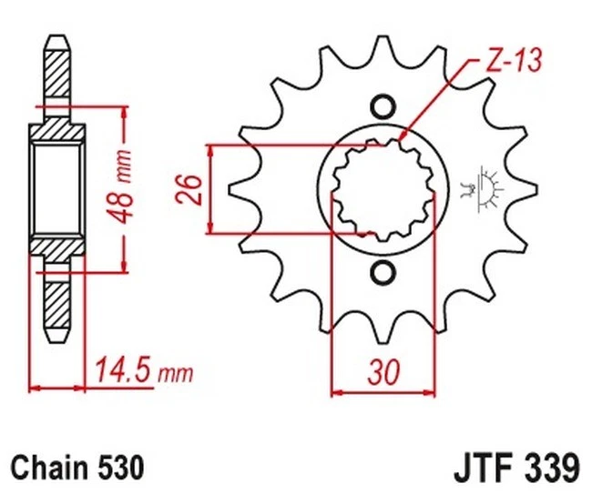 Piñón contraeje delantero de acero - 16 dientes 530 JT JTF339.16 Foto 3 de 4