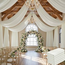 30 ft 20 ft Ivory Ceiling Curtain Drapes for Weddings Parties,Wrinkle Free Po...