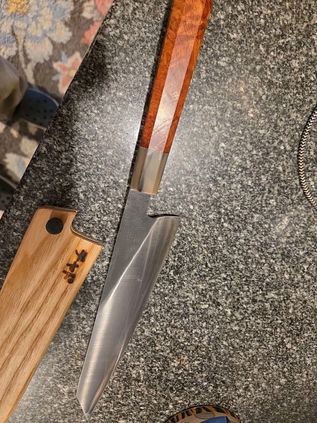 9 Inch 440c Stainless Steel Kiritsuke Style Chef's Knife With Ash Saya