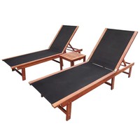 Sonnenliegen 2 Stk. Mit Tisch Aus Akazie Massivholz Und Textilene