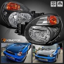 Black Fits 2002-2003 Subaru Impreza WRX/Outback Headlights Lamps Left+Right Pair