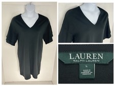Lauren Ralph Lauren Shift Dress Size Large Black Flutter Bell Sleeve Cocktail