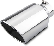 Exhaust Tip 5" Inlet 8" Outlet 15" Long Rolled End Angle Polished5  x8"x15"