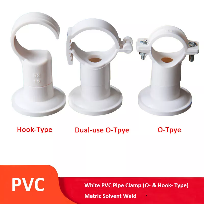 White PVC Pipe Clamp 20mm-40mm Plastic Pipe Clip Tube Holder O