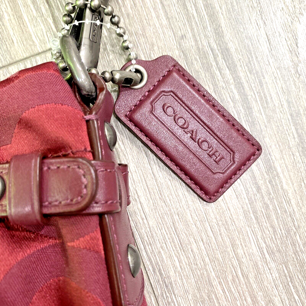 Coach #14147 Signature Op Art Brooke Red Burgundy Sateen