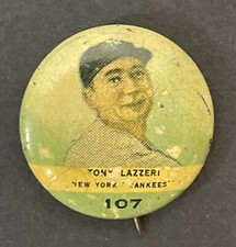 1932 Orbit Gum PR2 Baseball Pin #107 – Tony Lazzeri – NY Yankees HOF – Vintage
