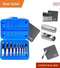 Leather Hole Punch Set 9 Pieces Carbon Steel with Free Cutting Mat for Gaskets