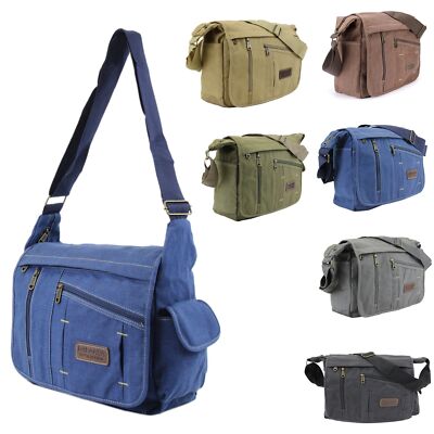 Unisex XL Umhängetasche Canvas Casual Schultertasche viele fächern Messenger Bag
