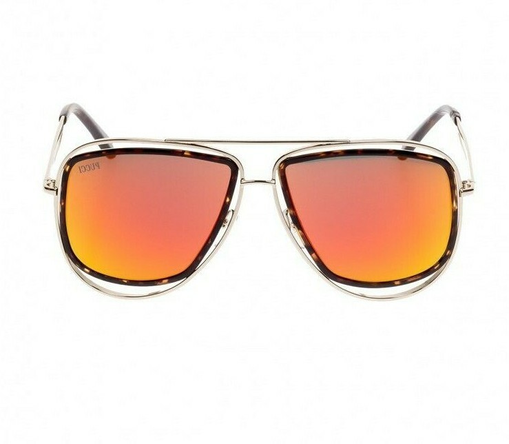 Emilio Pucci EP3 44U Mirrored Gold Aviator Sunglasses Frame  display picture 3