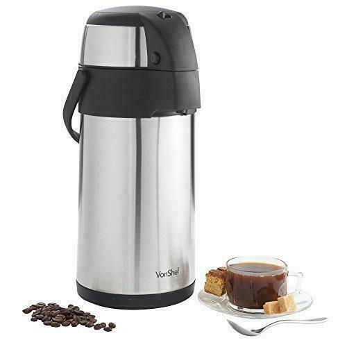 3 Liter Thermal Coffee AirPot Dispenser Thermos Hot Cold Pump Stainless
