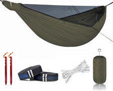 Portable 11Ft Camping Hammock with Mosquito Net  12Ft Tree Straps, OD Green