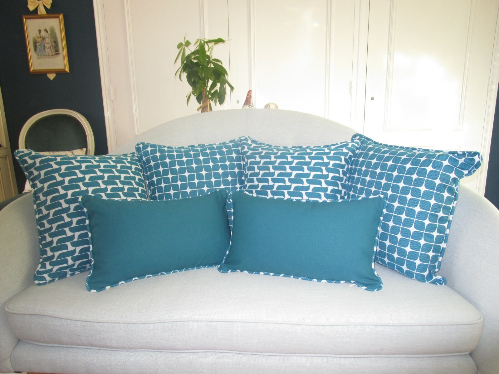 Housse de coussin bleu canard 50x30 rectangulaire pour décoration de chambre moderne - 4