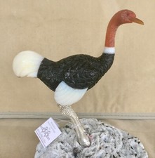 Ostrich of Calcite, White Quartz, Obsidian   8 1/2"- Peter Muller