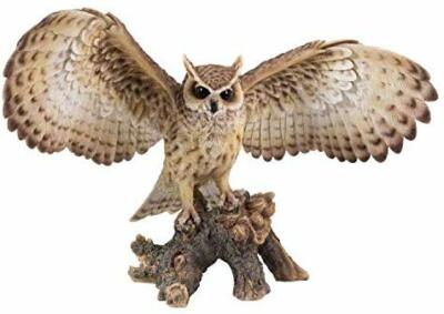 Ebros Gift 18.7'' Wide Realist Look Opening Eagle Owl Resin Figurine Statue