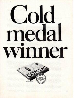 Vintage advertising print ad medicine CONTAC Cold Medal Winner Olympic Team 1968
