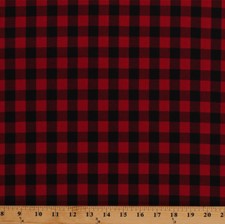Cotton Buffalo Plaid Gingham Check Red Black Woven Cotton Fabric BTY D562.21