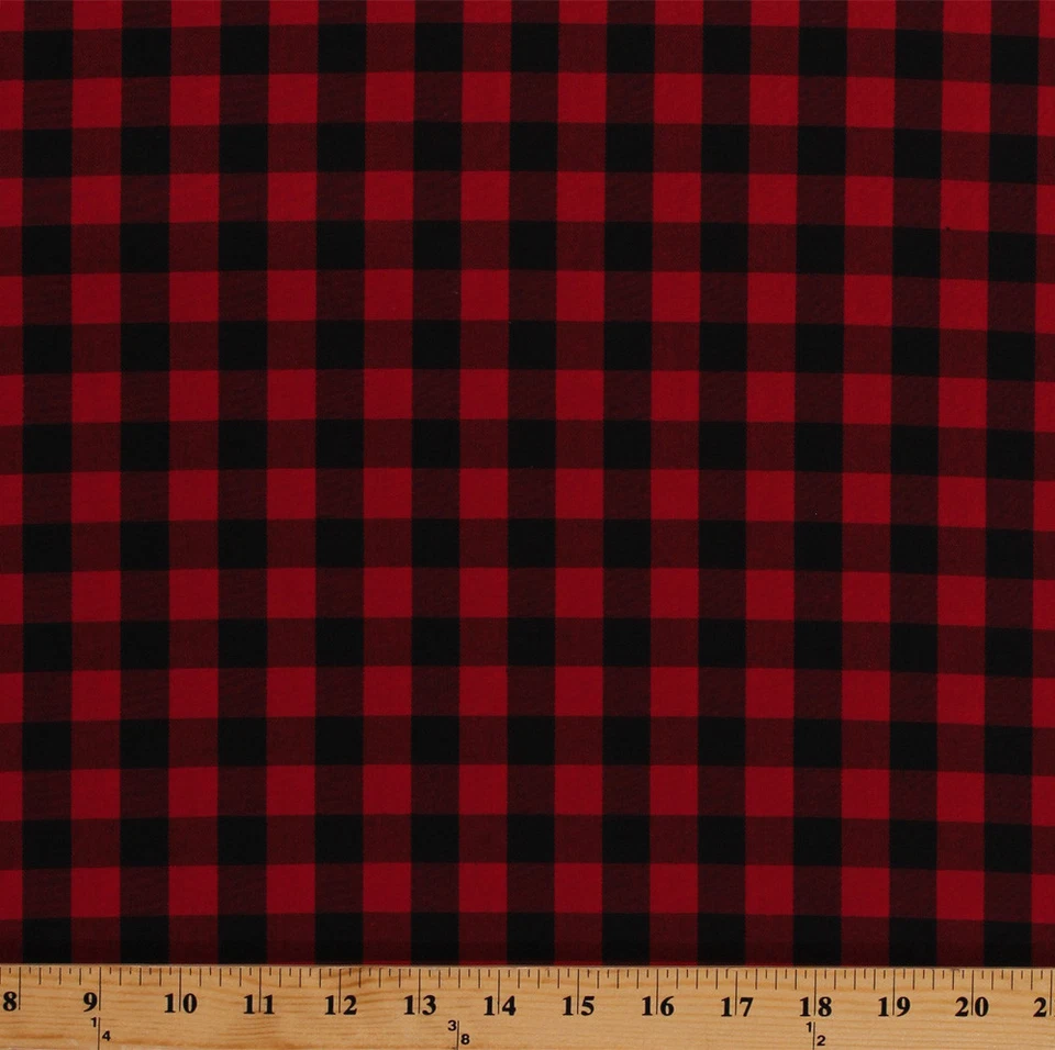 ROBERT KAUFMAN Cotton Buffalo Plaid Gingham Check Red Black Woven Cotton Fabric BTY D562.21