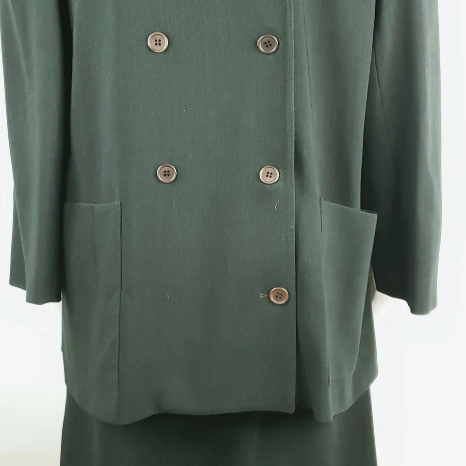 Conjunto de traje falda Burberrys vintage años 80 para mujer talla 10 negro verde lana cachemir Foto 4 de 4