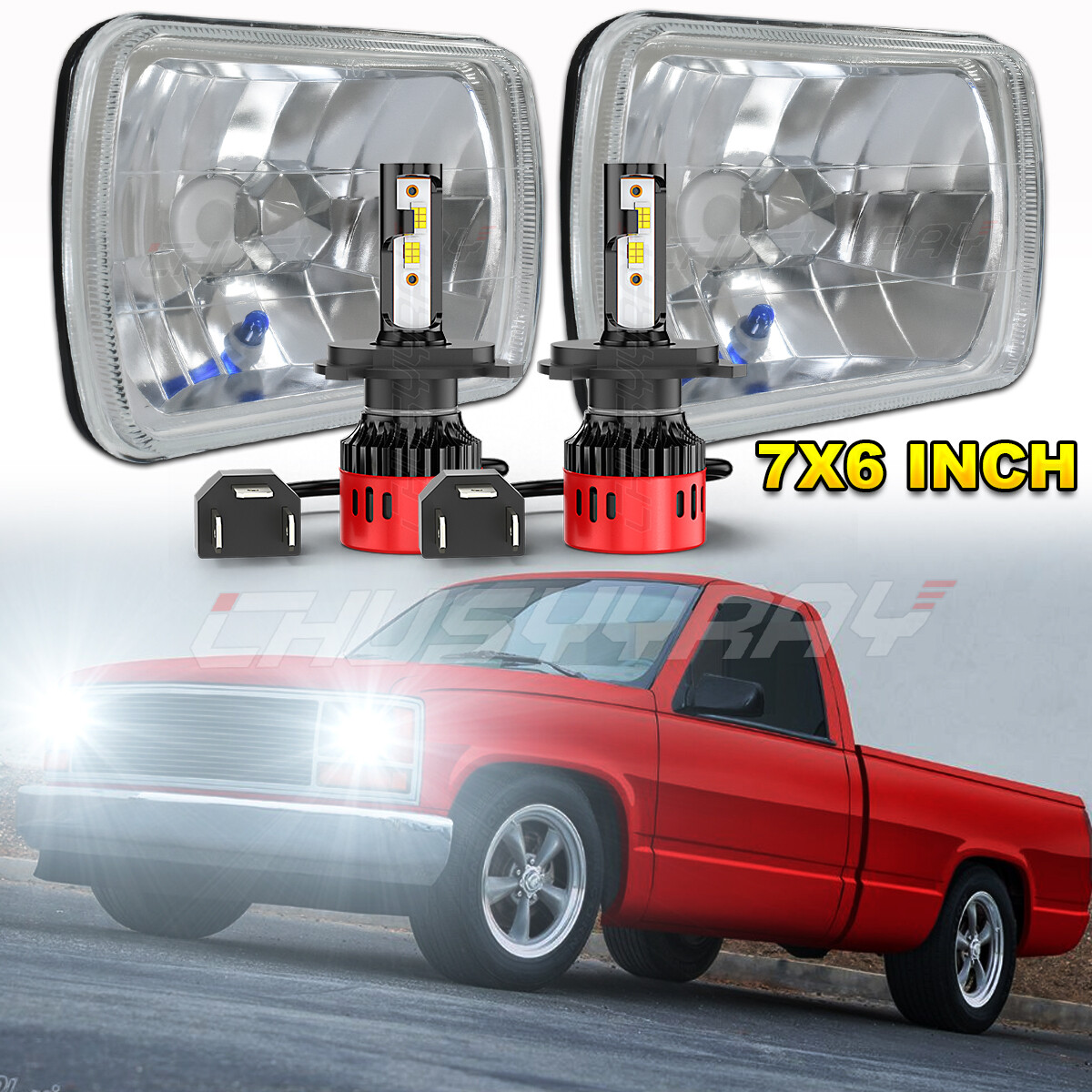 7x6" Rectangular Led Headlight HI-Lo For Chevy C1500 C2500 C3500 Suburban Pickup - Foto 10