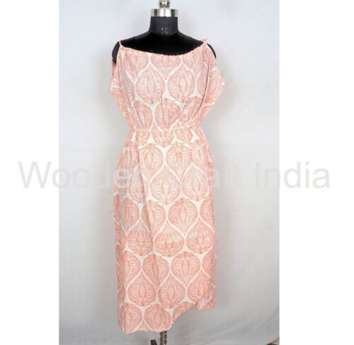 Handmade Cotton Midi Dress Indian Women's Midi Dress Very Pretty Strapless Dress - Picture 1 of 7
