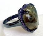 HSN Colleen Lopez Sterling Silver Heart-Shaped Labradorite & Amethyst Ring SZ 6 — photo 5