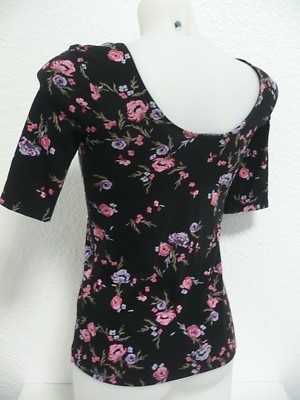 Haut TALLY WEIJL Fleuri - Taille S (34-36), Noir, Manches 3/4, Occasion Très Bon état