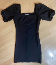Urban Outfitters Mini Dress Women S Black Square Neck Puff Sleeve Bodycon