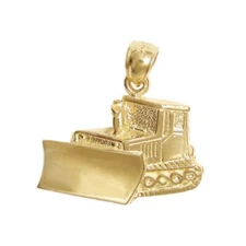 New 14k Yellow Gold Bulldozer Pendant